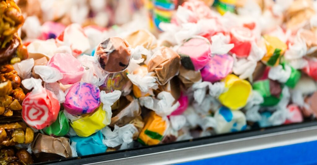 The Texas State Fair offers so many flavors of salt water taffy!